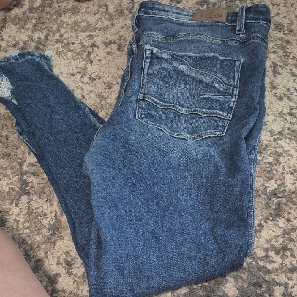 BKE Blue Skinny Jeans with Stretch and Fading